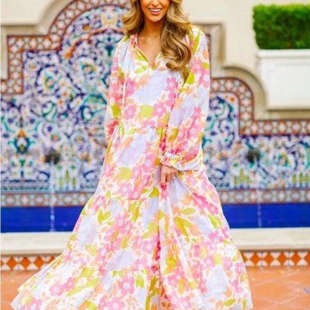 * 		Ava J. Marie Collection Mae Long Sleeve Floral Maxi Dress New With Tags